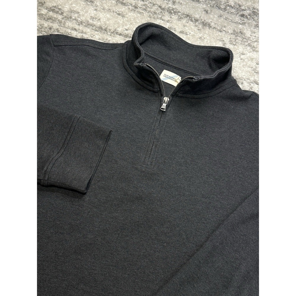 Fair Harbor Men's L Seawool Quarter Zip Charcoal‎ Sweatshirt The Larchmont
